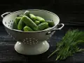 En skål med gurkor, som väcker frågan: el pepino es fruta o verdura? Bredvid ligger färsk dill.
