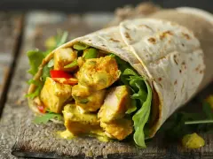 En saftig kycklingwrap med grönsaker och en krämig sås. Perfekt för dig som vill lära dig como hacer burritos de pollo.