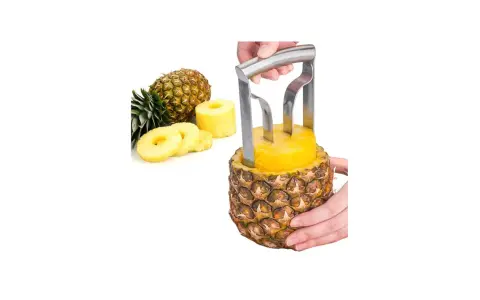Ananasdelare i rostfritt stål används för att enkelt skära ut ananasköttet i ringar. Perfekt för att visa hur cascara de piña para que sirve.