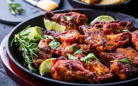 Grillade kycklingvingar med lime och rosmarin, perfekt för att sazonar pechuga de pollo a la plancha.
