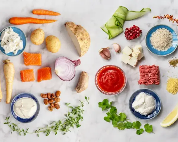 5 recept lätt och billigt: lax med rotfrukter, soppa, köttbullar, fisk och grönsaker.