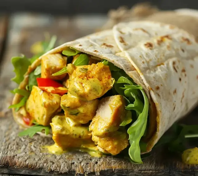 En saftig kycklingwrap med grönsaker och en krämig sås. Perfekt för dig som vill lära dig como hacer burritos de pollo.