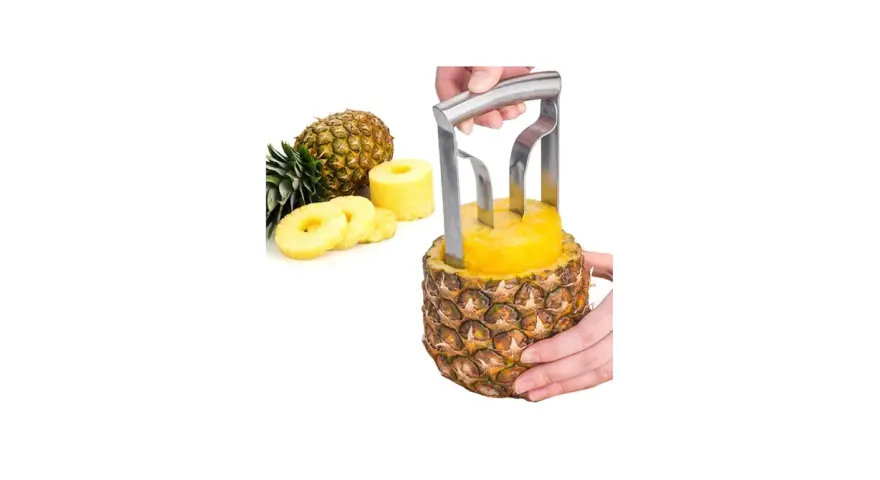 Ananasdelare i rostfritt stål används för att enkelt skära ut ananasköttet i ringar. Perfekt för att visa hur cascara de piña para que sirve.