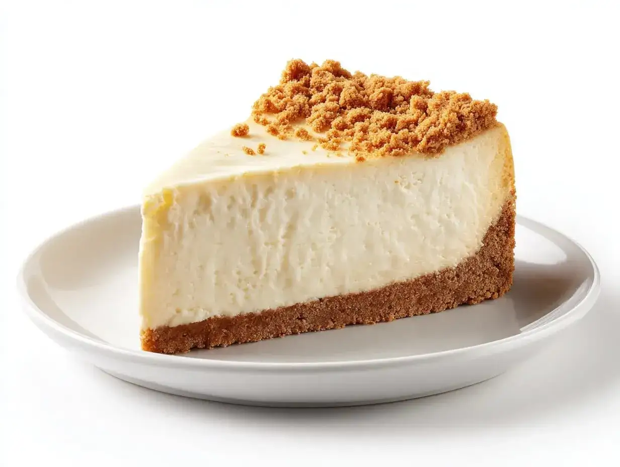 En bit kr&auml;mig, traditionell ugnsbakad cheesecake med krispig botten och smulig topping. En perfekt receptid&eacute;!